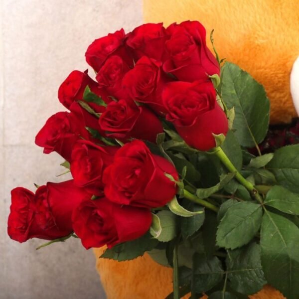 3 Feet Teddy Bear with Fresh Red Roses – The Perfect Gift of Love - Image 3
