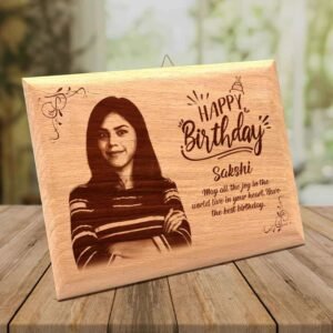 Happy Birthday Engraved Wooden Frame with Photo
