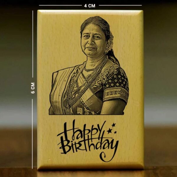 Happy Birthday Engraved Wooden Frame with Photo - Image 4