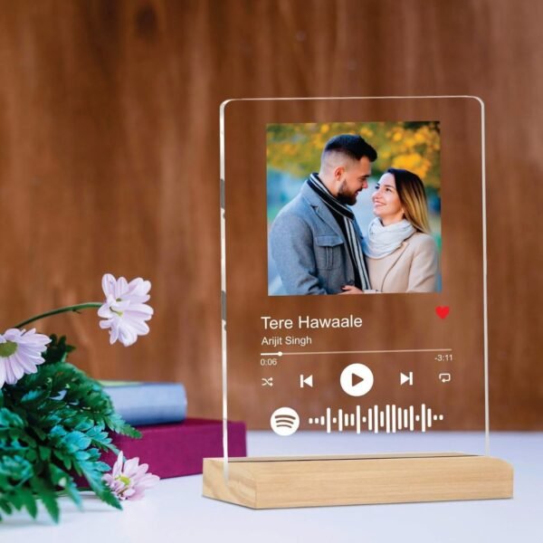 Personalized Tabletop Rectangular Photo Frame With Wooden Stand