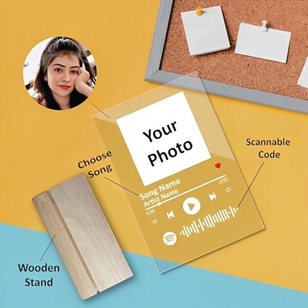Personalized Tabletop Rectangular Photo Frame With Wooden Stand - Image 3