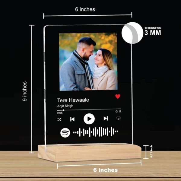 Personalized Tabletop Rectangular Photo Frame With Wooden Stand - Image 4