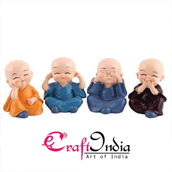 Set of 4 Miniature Buddha Monk Statues - Image 2