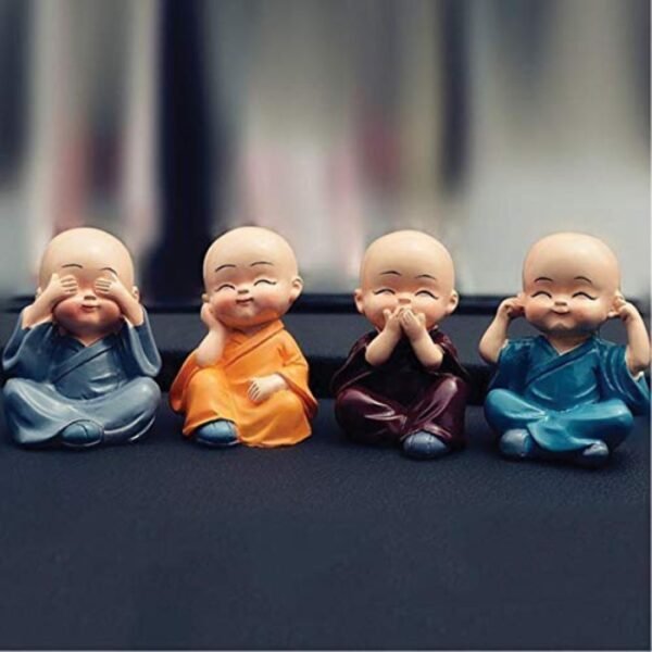 Set of 4 Miniature Buddha Monk Statues - Image 3